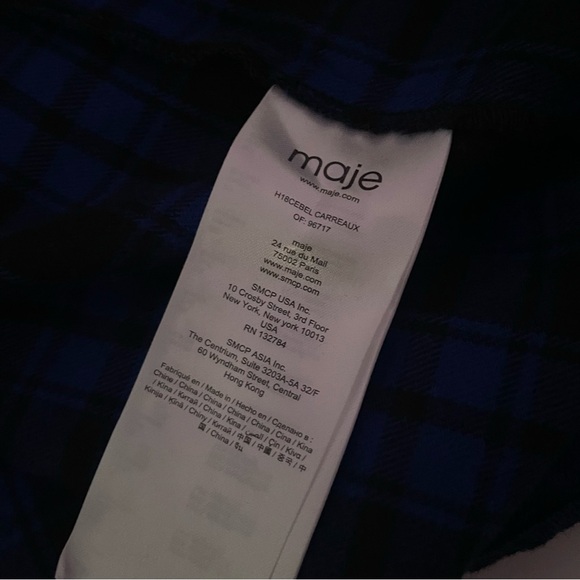 Maje Cebel Embroidered Plaid Love Button-Down Shirt size 1 - Picture 9 of 11